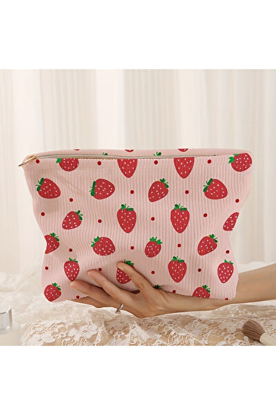 Choice Pink New Casual and Cute Strawberry Clutch Bag, Makeup Brushes, Cosmet...