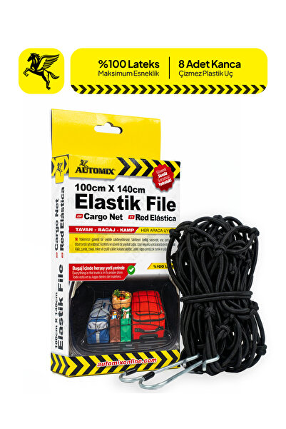 Automix Elastik Bagaj Filesi 100x140 cm (50x60 cm'den Esner) Siyah