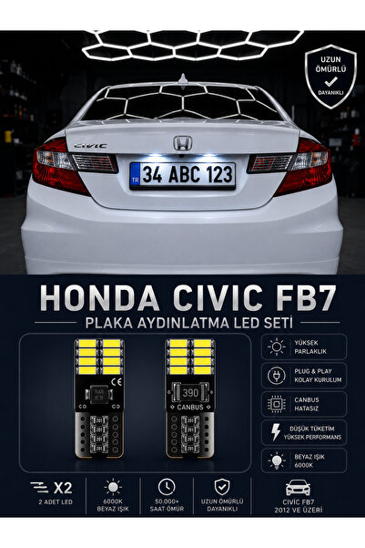 TVS Honda Civic FB7 Plaka Aydınlatma Seti Özel COB LED