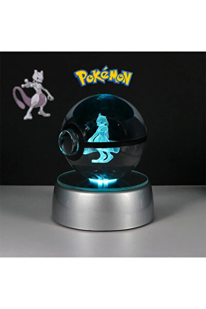 Choice8 Button Battery Mewtwo Pokemon 3D Crystal Ball Figure Toys Pokeball Ge...