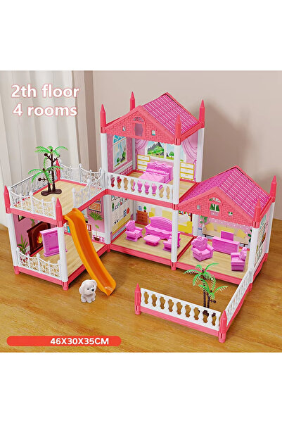 choice2 4-Rooms 3D Assembly Diy Mini Toy House Accessories Villa Princess Cas...