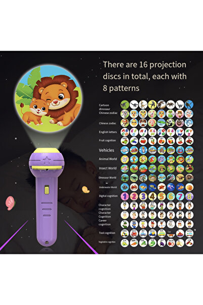 Choice Purple 128 Patterns Children Projector Flashlight Early Education Anim...