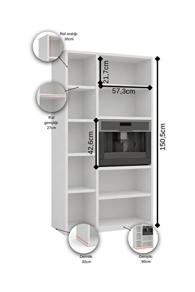 AEKA Ae-3030 Duygu 5 Kapaklı Beyaz Çok Amaçlı Mutfak & Banyo Dolabı, Kiler
