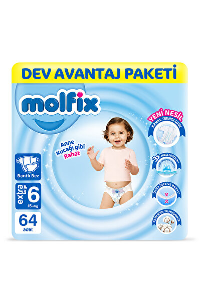 Molfix Kanal Teknolojisi Dev Avantaj Paketi 6 Beden Extra Large 64 Adet
