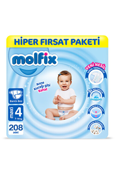 Molfix Kanal Teknolojisi Hiper Fırsat Paketi 4 Beden Maxi 208 Adet