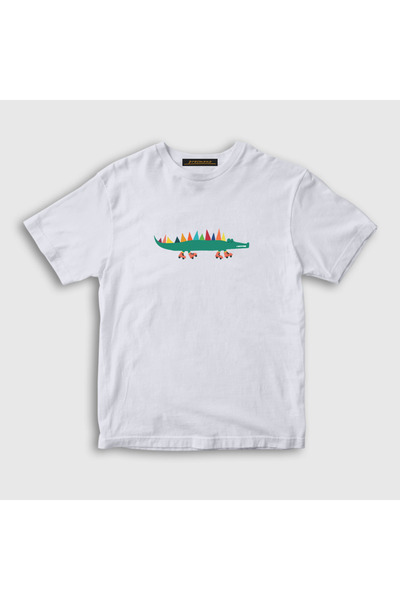 Presmono Unisex dečji beli mali aligator krokodil T-shirt 288491tt