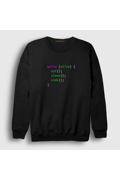 Presmono Unisex Black Eat Sleep Code Repeat Developer Yazılımci Sweatshirt 33...