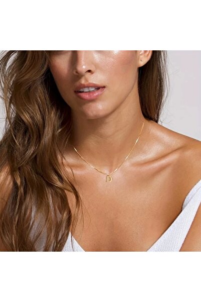 Choice 45cm D A-Z Initial Necklace 18K Gold Plated Necklace Cute Letter Stain...