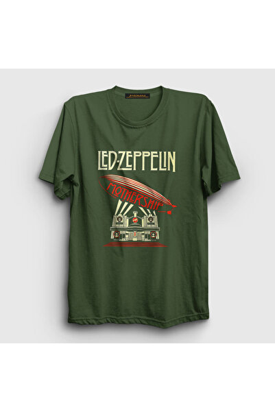 Presmono Unisex Khaki Mothership Led Zeppelin T-shirt 96150tt