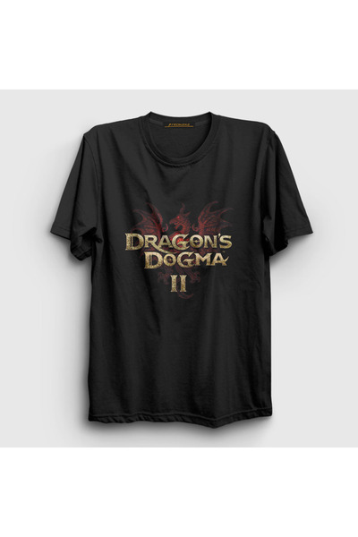 Presmono Unisex Black Logo Dragon's Dogma 2 T-Shirt 607553Tt
