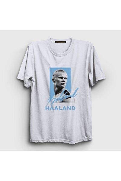Presmono Unisex White Signature Erling Haaland V2 Football T-Shirt 615734Tt