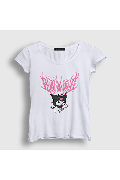 Presmono Women's White Metal Music Kurami Kuromi T-Shirt 567927Tt