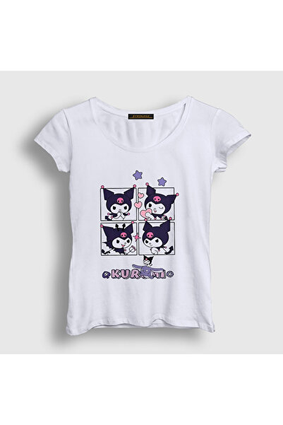 Presmono Women's White Poses Kurami Kuromi T-Shirt 568738Tt
