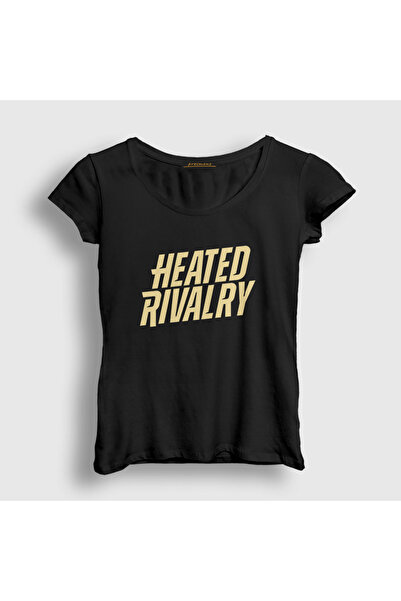 Presmono Women's Black Logo Heated Rivalry T-Shirt 592718Tt
