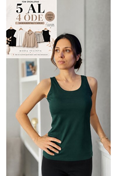 moda felinya KADIN ASKILI ZÜMRÜT YEŞİLİ BODY ATLET