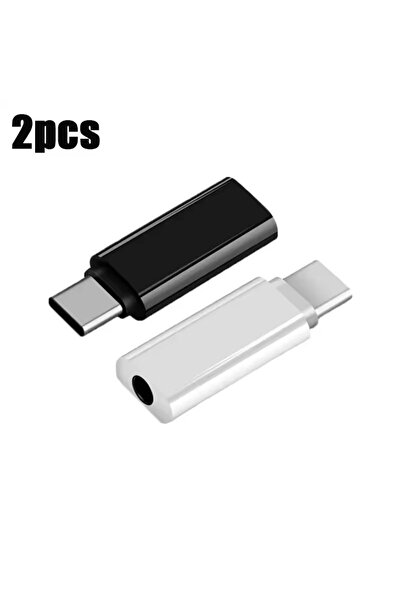 Choice white black 2PC Type-C to 3.5mm Jack Converter Earphone Audio Adapter ...