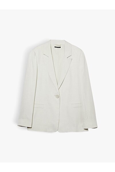 Sisley %100 Viskoz Cebi Biyeli Tek Düğmeli Saten Blazer Ceket Kadın Gri Ceket...