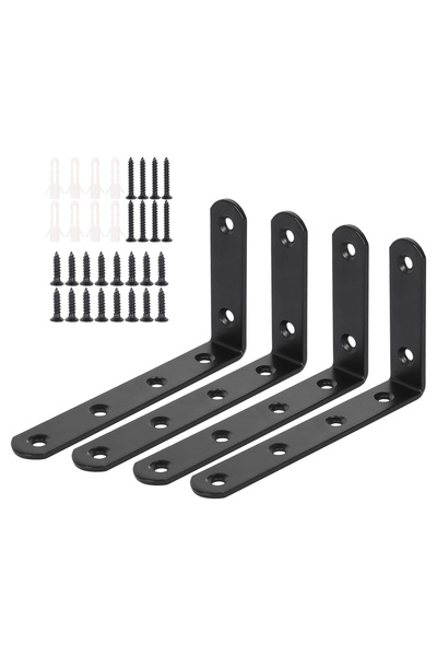 Choice 4PCS black 4Pcs Metal Shelf Bracket 90 Degree Heavy Duty L Shaped Brac...