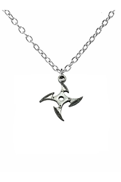Herşey Nota Unisex Necklace with Ninja Star (Shuriken) Figure – 60 cm Anime J...