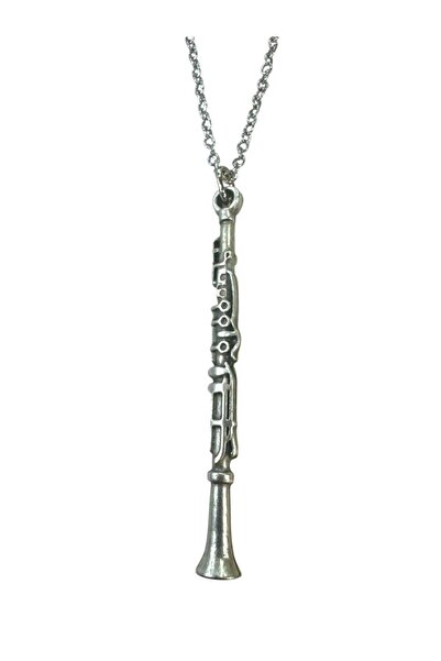 Herşey Nota Metal Necklace with Clarinet Musical Instrument – Unisex - Woodwi...