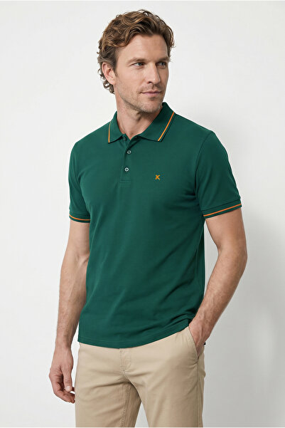 Kiğılı Polo Yaka Slim Fit Yumuşak Dokulu Nakışlı Pamuklu Likralı Esnek Tişört