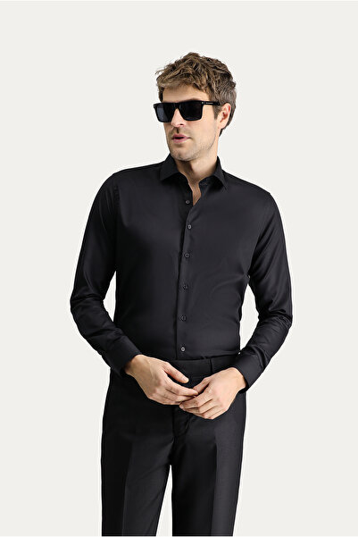 Kiğılı Uzun Kol Slim Fit Dar Kesim Non Iron Klasik Pamuklu Gömlek