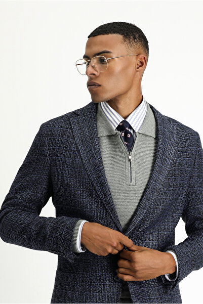 Kiğılı 7 Drop Slim Fit Αθλητικό μάλλινο μπουφάν με σχέδια