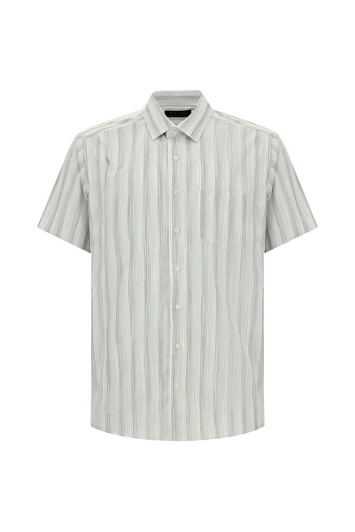 Abdullah Kiğılı Short Sleeve Regular Fit Patterned Cotton Shirt