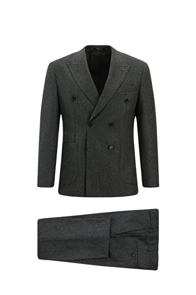 Abdullah Kiğılı 7 Drop Slim Fit Slim Fit Patterned Wool Piece Double-Breasted...