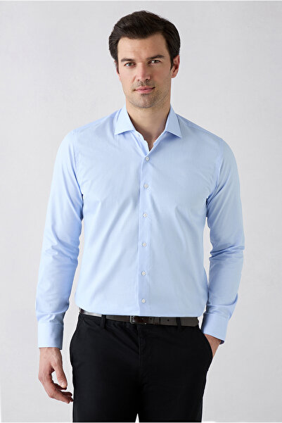Kiğılı Long Sleeve Classic Italian Collar Striped Slim Fit Breathable Cotton ...