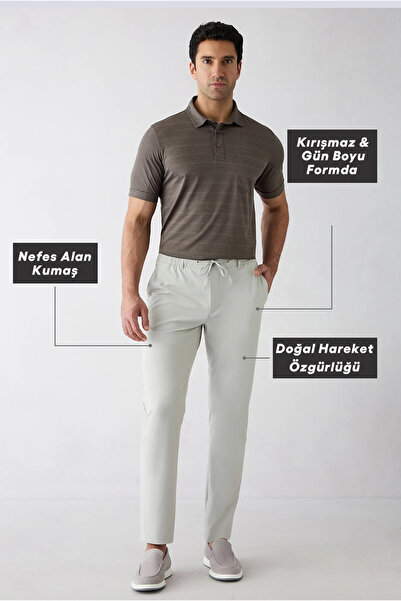Kiğılı Techno-Line Regular Fit Standard Cut Lycra Waist Drawstring Chino / Ca...