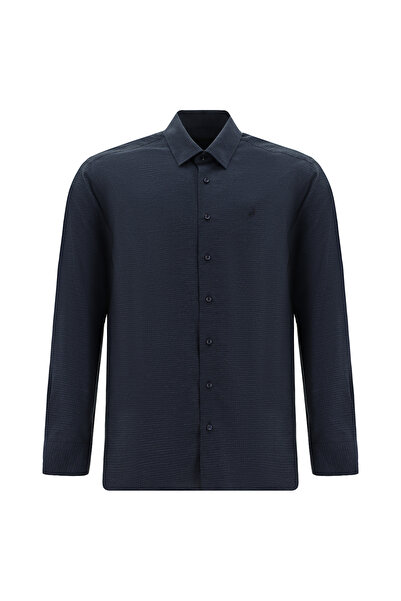 Abdullah Kiğılı Uzun Kol Slim Fit Pamuklu Armürlü Gömlek