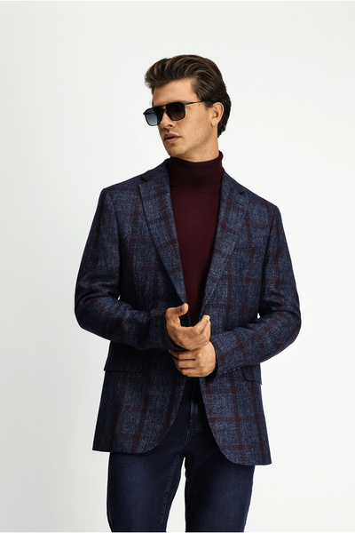 Kiğılı 4 Drop Relaxed Fit Rahat Kesim Ekose Yünlü Ceket