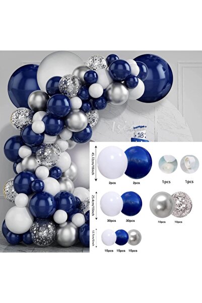 Choice Other MULTI 131PCS Ink Blue Silver White Balloon Arch Set 10 " Birthda...