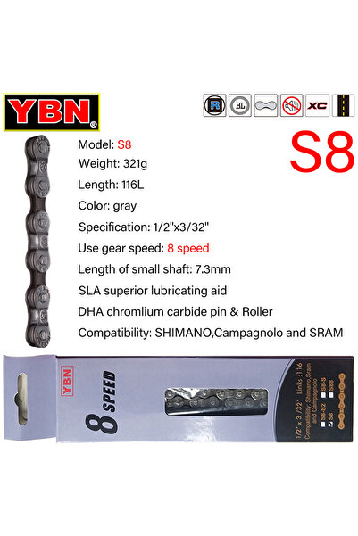 Choice 8 Speed S8 Boxed YBN Bike Chains 8 9 10 11 12 Speed MTB ROAD Bike Chai...