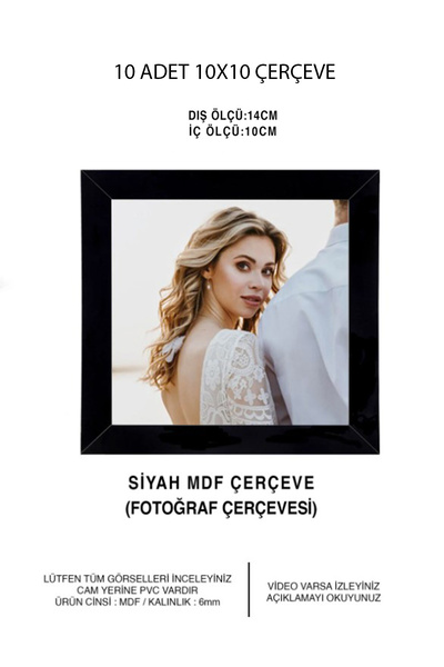 yhfoto 10 Pieces of 10X10 Frames - Wooden Frame - Black Frame - Mini Frame