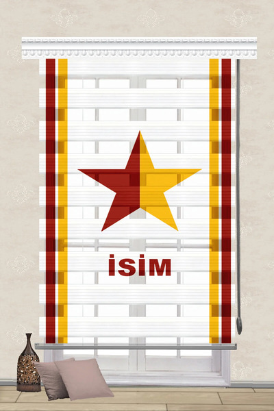 serir home DİJİTAL BASKI ZEBRA SARI KIRMIZI PERDE YAN ŞERİTLİ MÜŞTERİYE ÖZEL ...