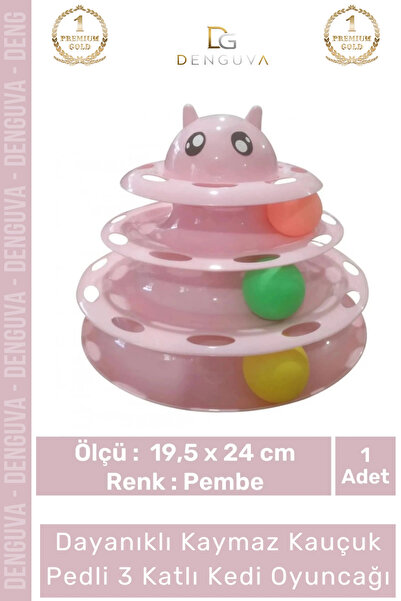Denguva # Cattoy 3-Tier Cat Headed Ball Moving Petzoom Tower Educational Cat ...
