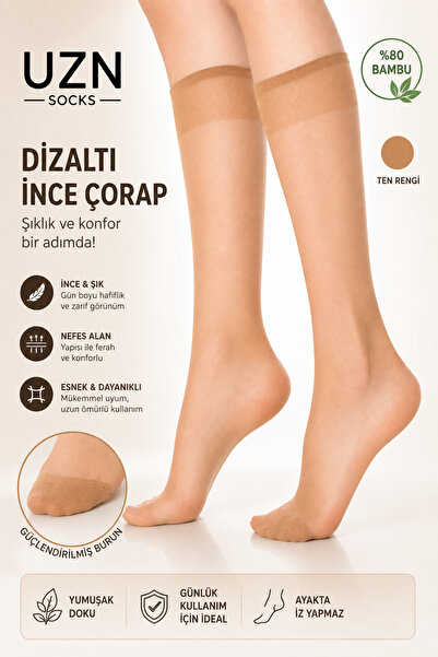 UZN SOCKS Комплект от 6 чифта дамски матови тънки чорапогащи до коляното, 20 ...