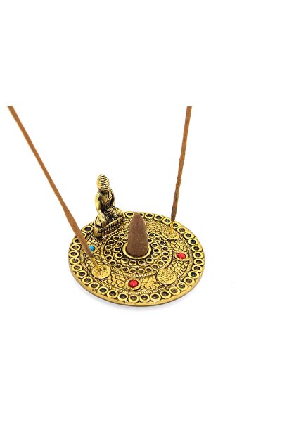 Store Metal Yuvarlak Buda Tütsülük Dekoratif Tütsü Tabağı Zen Meditasyon Arom...