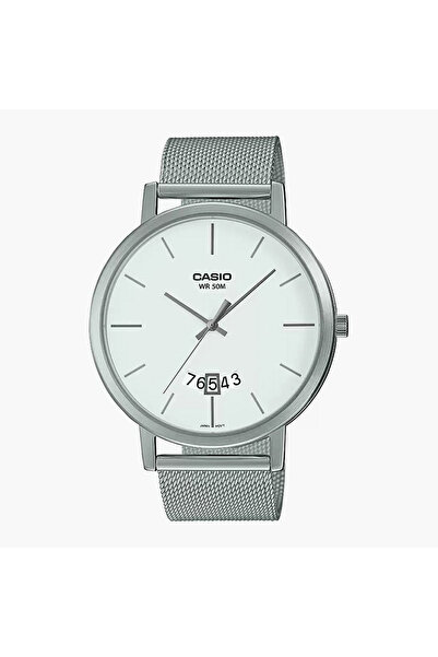 Casio ساعة رجالية بحزام شبكي فضي - MTP-B100M-7EVDF