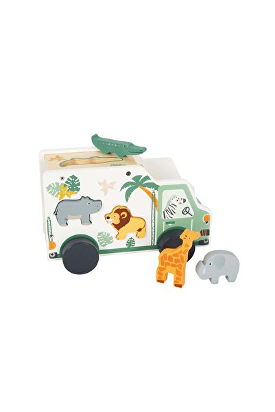 Small Foot Mașinuță de sortare a formelor „Safari” – Jucărie din lemn 2-în-1 ...