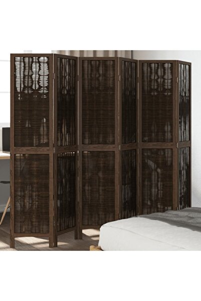 vidaxl Διαχωριστικό Δωματίου με 6 Πάνελ Σκούρο Καφέ από Μασίφ Ξύλο Παουλόβνια...