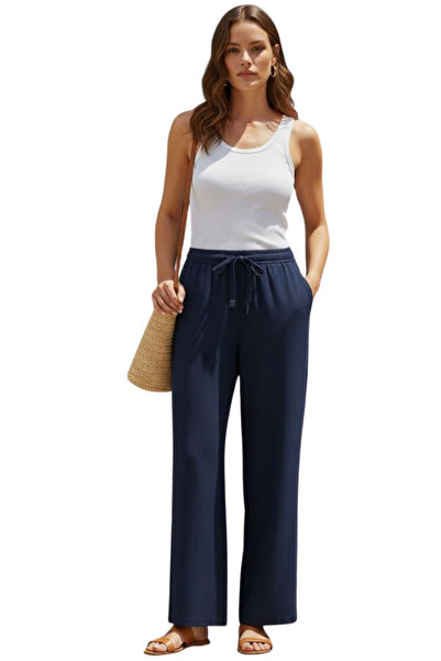 THIFF GYMWEAR Linen Blended Loose Cut Trousers