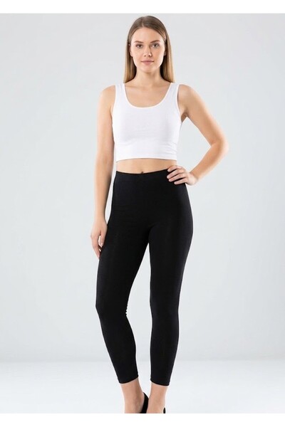 BLACK SWALLOW Γυναικείο Μαύρο Χτενισμένο Βαμβακερό Λύκρα Μακρύ Κολάν Υψηλής Μ...