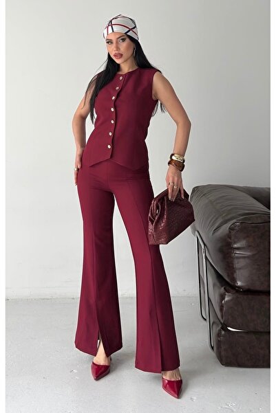 pembekurdelem Γυναικείο Σχεδιαστικό Γιλέκο με Σκισίματα στα Πόδια, Κοστούμι Β...