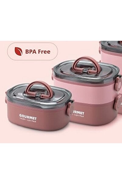Bento Box Çok Katmanlı Öğle Yemeği Kutusu (2 Katlı) - Büyük Kapasiteli Taşına...