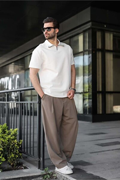 Madmext Ανδρικό μπλουζάκι με λεπτομέρεια μισού φερμουάρ και λαιμόκοψη πόλο σε...