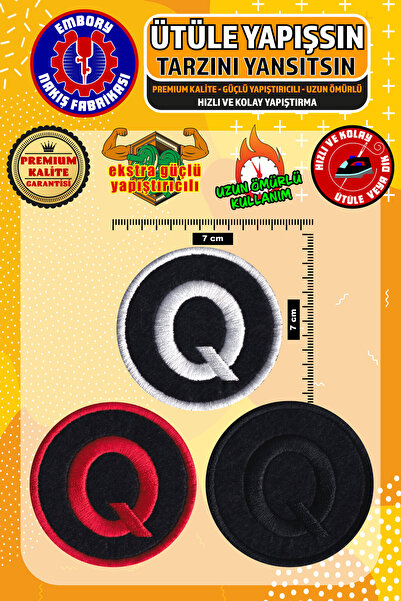 Embory Iron-On Embroidered Patch, Letter Q (3 Pcs) Iron-On Embroidery Woven A...