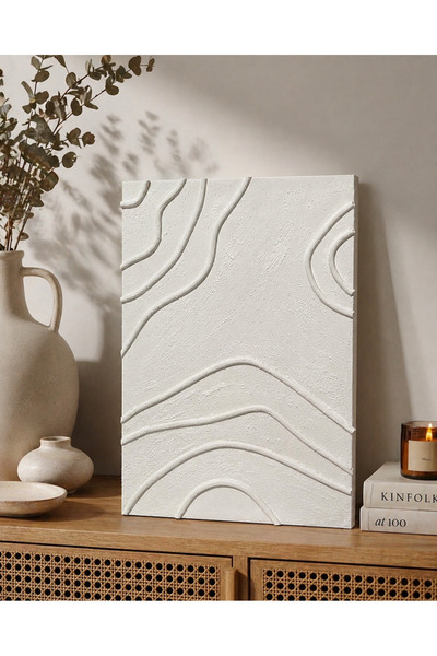 WUNİT El Yapımı Kabartmalı Dekoratif Minimal 3D Modern Tablo 35x50 cm Tuval -...